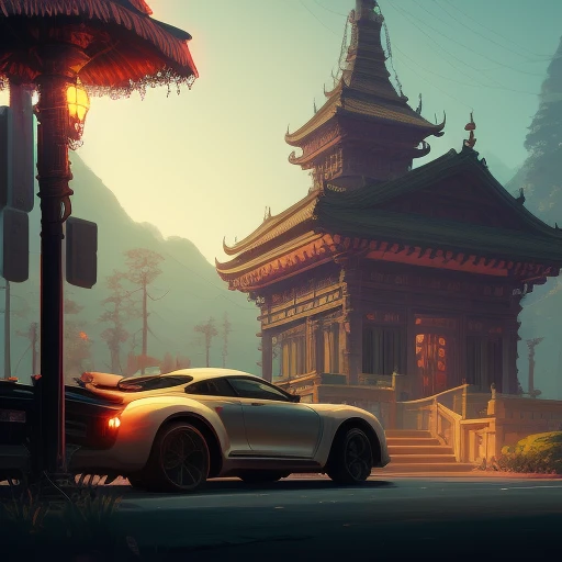 temple, fantasy, sharp focus, intricate, elegant, digital painting, matte, highly detailed, concept art, illustration, ambient lighting, in the style of Simon St�lenhag and ilya kuvshinov and Wlop and artgerm and alphonse mucha and Chie Yoshii and greg rutkowski and Grand Theft Auto V and artstation and pixiv and Luis Royo
