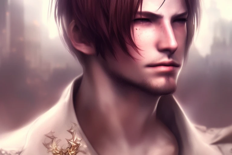 fantadsk2,1boy, masculine, male_focus, digital art by wlop, looking_at_viewer,  close up, incredibly detailed, portrait, digital illustration, procreate, watercolor,  fan art,  foggy cinematic, cyberpunk, skyrim,  final fantasy xiv,  art by artgerm, wlop, fantadsk2