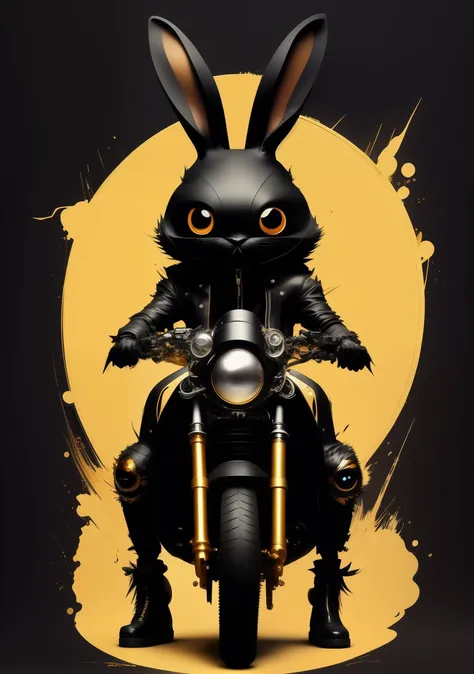 Cartoon Black Humanoid Rabbit with large white eyes leather jacket, ripped skinny jeans and gold front teeth riding a Suzuki 3d render Pixar stylemodel made of Hiroaki Takahashi art ultra perfect composition 3d liquid detailing fluid acrylic by Greg Tocchini, James Gilleard, Joe Fenton Kaethe, Butcher Bosch, Dan Mumford, Kandinsky art style [collage] [splatter] [streak] [crop] [cut]