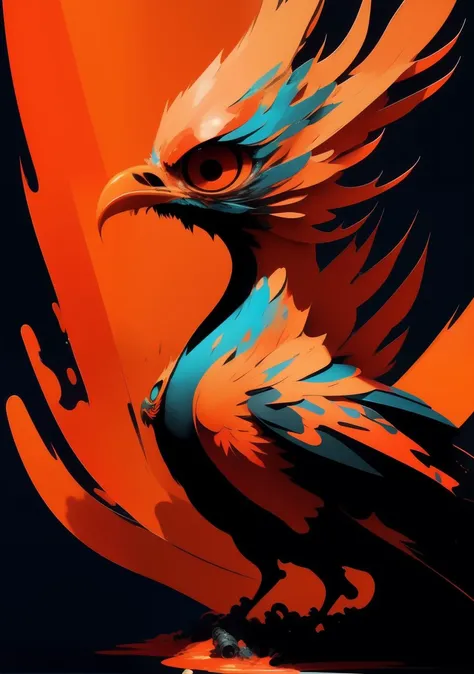 orange phoenix with red eyes 3d render Pixar stylemodel made of Hiroaki Takahashi art ultra perfect composition 3d liquid detailing fluid acrylic by Greg Tocchini, James Gilleard, Joe Fenton Kaethe, Butcher Bosch, Dan Mumford, Kandinsky art style [collage] [splatter] [streak] [crop] [cut]