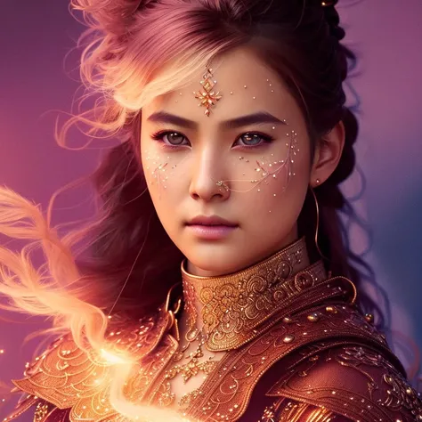 Realistic role-playing face portrait painting of a beautiful rpg champion, asian, pastel color, intricate details, fantasy, universe, intricate magical embroidery, very detail hair, very detail eyes, intense face, [elden ring|d &amp;amp; d] rpg portrait, octane render, cinematic lighting, (soft shadow:1.2), close up, depth of field