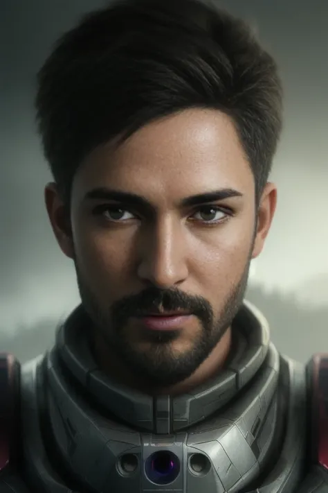 Realistic role-playing face portrait painting of a rpg man champion, (((robotic jaw))), pastel color, intricate details, fantasy, universe, intricate magical embroidery, very detail hair, very detail eyes, intense face, [elden ring|d & d] concept art, rpg portrait, octane render, cinematic lighting, (soft shadow:1.2), close up, depth of field, splash art, art by wlop and, greg rutkowski