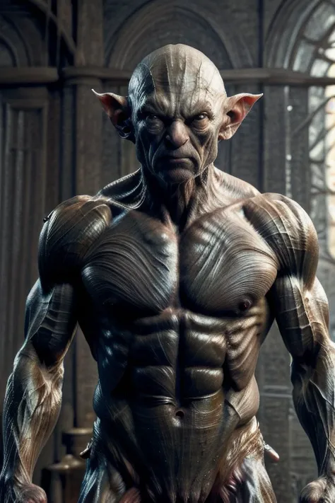 <lora:hipoly3DModelLora_v10:0.8>,(realistic:1.3), poster,(intricate details:1.15), ((masterpiece,best quality)), ((cinematic light)),(Gollum), detailed muscular body,(muscular:1.5),detailed face, dark fantasy \(style\)