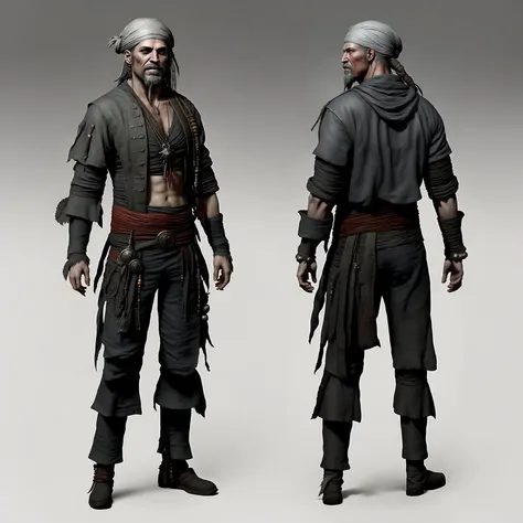 photo of a photorealistic full body of Slim Amarican (((male))) Pirate with grey clothing, tk-char, multiple views of the same character, award winning image, masterpiece, highly detailed, 8k, rtx, unreal engine, character concept art, <lora:SPYBGTK-C-Enh-V2_NoiseOffset:1>