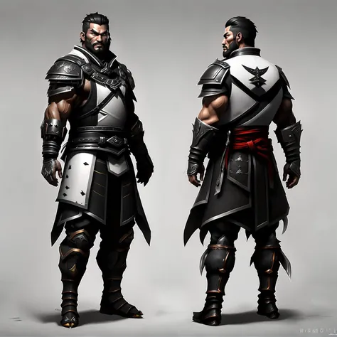 photo of a ((male)) super samurai assasin, with stylized black hair, Huge body, strong mussels, white armor,  <lora:Samurai:0.35>,<lora:AssasinsCreed:0.25> , grey background