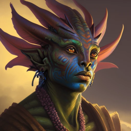 Close-up Portrait of a Aztec brown Merfolk_Person, Fantasy, Medieval, Volumetric lighting, concept art, brush stroke style, artstation, trending, highly detailed, art by greg rutkowski.