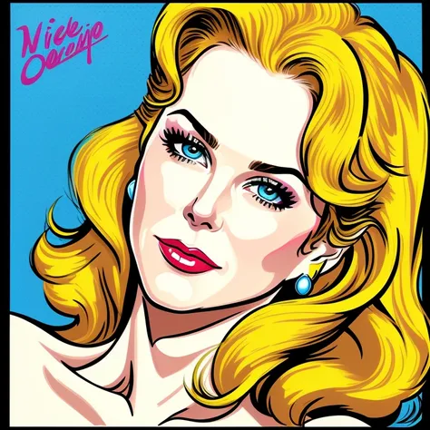 Exact, Wikihow, highlighted, delineated, a pop art painting, comic, pin up, a Nicole Kidman
