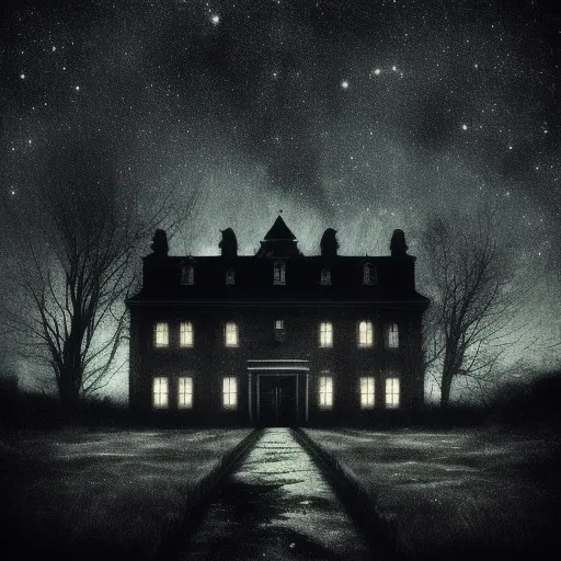 night starry sky horror atmospheric realistic horror moody creepy estate mansion