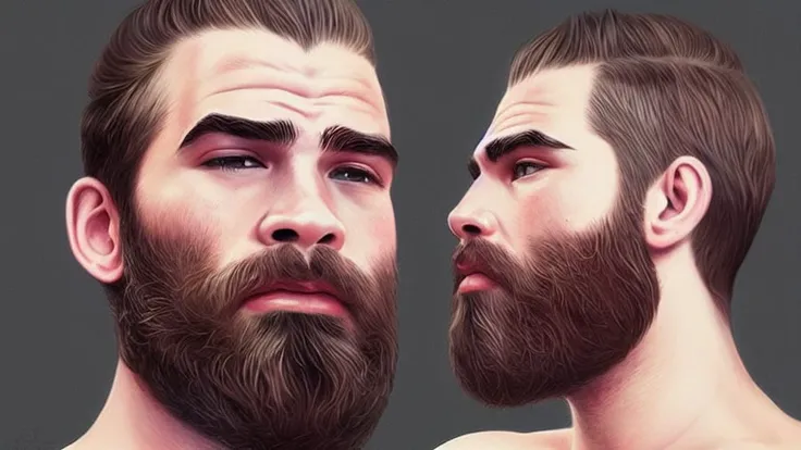 long beard (hasanpiker person:1.2), shaved head, hyperreal rendering octane, 8k, by wlop artgerm by dan mumford, trending on artstation