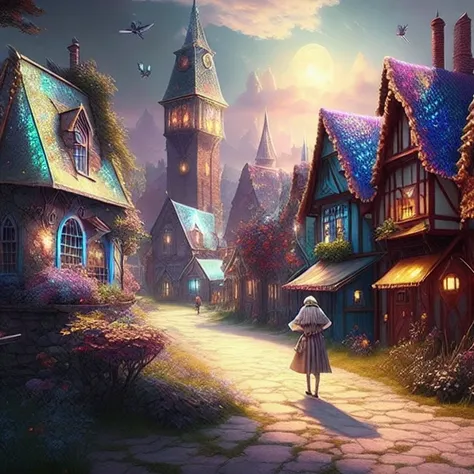 dreamlikeart iridescent fantasy town