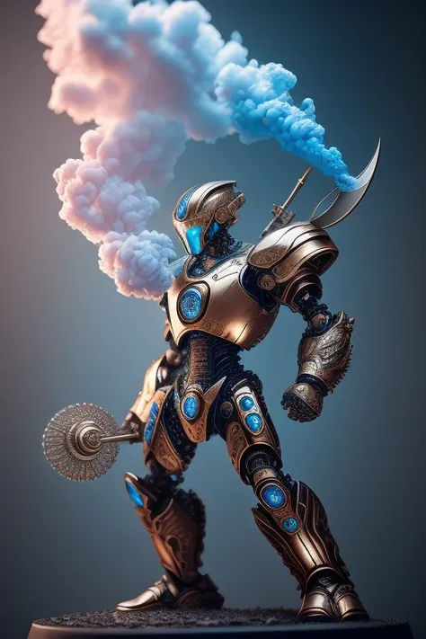 best quality, 500px, cgsociety, 8k, raw photo of (beautiful:1.2) robot cabbage king, dreamlikeart, hyperdetailed photorealism by greg rutkowski, (film grain:1), high res, sharp focus, contrast, intricate detailed, atmospheric light, refraction lighting, unreal engine 5, cinematic, concept photography, masterpiece, octane render, trending at cgsociety, colorful smoke, insane details, steampunk details, intricate details, hyperdetailed,