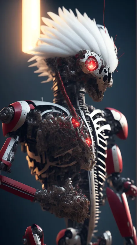 (dissection:1.3) of a (damaged:1.2) (machine:1.1) with white hair and beautiful detailed red eyes, she has a (mechanical (heart:1.1):1.1) and a (dirty face:1.2), with exposed wires and tubes, internal mechanical parts exposed from injury and short circuit, suffering heavy damage, being disassembled, natural light, light tracing, intricate circuitry, illustration, 8k wallpaper, super detailed, full body portrait,, chromatic aberration, depth of field, soft lighting, masterpiece, best quality, intricate, tone mapped, highly detailed, artstation, concept art, smooth, sharp focus, dramatic lighting, highly detailed artwork, cinematic, hyper realistic painting, trending on Artstation, 8K, incredible shadows, realistic, (highly detailed background:1.0)