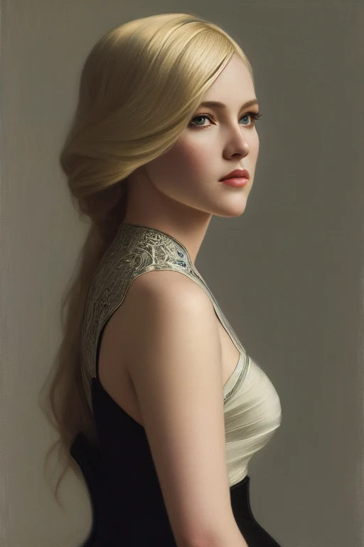 (photograph:1.3) by (Jeremy Lipking:0.3), (Adam Hughes:1.3), (Sharp focus:1.3), intricate, high detail, wearing (tight blouse:1.2), beautiful detailed face, (attractive young woman:1.3), blonde, (seductive:1.1), hourglass body shape:1.1), (curvy hips:1.2)