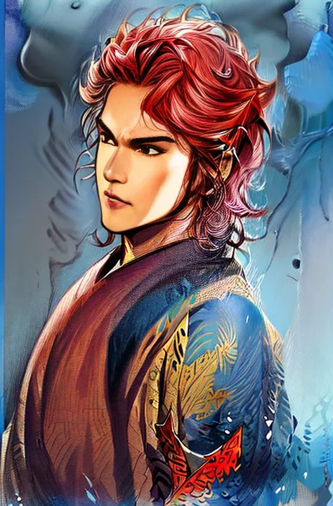 Highly Detailed beautiful and aesthetic,extremely detailed CG unity 8k wallpaper,(((masterpiece))),(((best quality))),((ultra-detailed)), ((illustration)), marongcheng art,
1man,red hair,black robe,