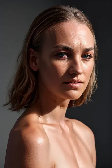 full color photography of skswoman, oiled shiny skin,
masterpiece, best quality, sharp focus, 8k highres, ultra-detailed, rim light, (grey background:1.0),
<lora:Yvonne StrahovskiV3:0.9>