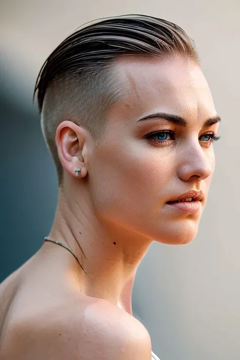 full color photography of skswoman, (slick undercut hair:1.0), (tilted angle, dutch angle:1.1)
masterpiece, best quality, sharp focus, 8k highres, ultra-detailed, rim light, (grey background:1.0),
<lora:Yvonne StrahovskiV3:1>