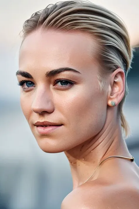 full color photography of skswoman, undercut hair, oiled shiny skin,
masterpiece, best quality, sharp focus, 8k highres, ultra-detailed, rim light, (grey background:1.0),
<lora:Yvonne StrahovskiV3:0.9>