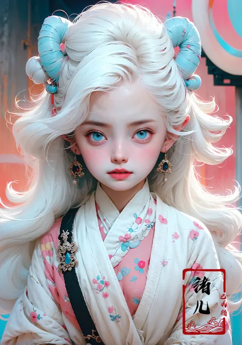 32K, Surreal, best quality, masterpiece, highres, original, extremely detailed wallpaper,
perfect lighting, UHD, white hair,Zhang Jingna,in the style of aggressive digital illustration, bold and colorful portraits, lit kid, Picasso,Hikari Shimoda(full body:1.2), (East Asian architecture:1.3)
(Blue road robe1.3)
<lora:~Q?-YG^{Zwith horns:0.8>