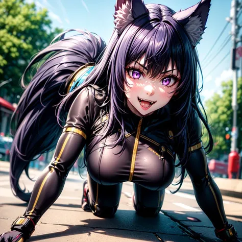 (Masterpiece)), ((Best Quality), (Ultra Detailed), ((Kawaii)), Cute, (Cute), (Very Detailed)), 4K, (8K), Best Quality, (Beautiful), (World Class Quality))), Very Detailed, High Resolution, (Detailed Shadow Beautiful Face), (Full Body), Mature Girl, Solo, (((Huge Tits))), (Sagging Tits))), (Bodysuit:1.2),,, Symbiote, Rich Action, City, Night view, glowing eyes, rich hair color