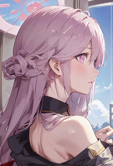 (safe:1.10), best quality, masterpiece, highres, solo, (tomoe_bluearchive:1.10), profile, from side, upper body, 9 <lora:tomoe_bluearchive:0.80>