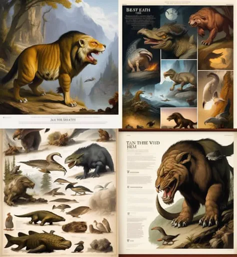 beast from the depth of earth, wild creature roaming freely, creature sheet page, prehistoric creature, infographic presenting unknown fantasy animal best creature, detailed illustration by Jan Matejko, encyclopedia plate poster