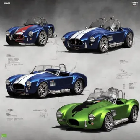 PlanIt, 1965 Shelby Cobra 427., multiple views, concept-art