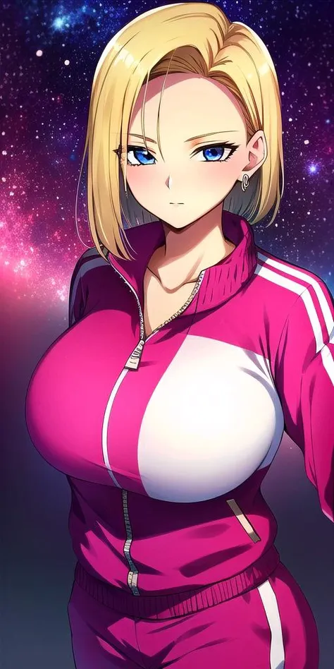 <lora:Lazuli18gouV2:0.7> lazuli18gou, huge_breasts, standing, solo, Pink_track_suit, starry_sky,, masterpiece, best_quality, detailed_face, detailed_eyes, highres, beautiful, detailed, absurdres,