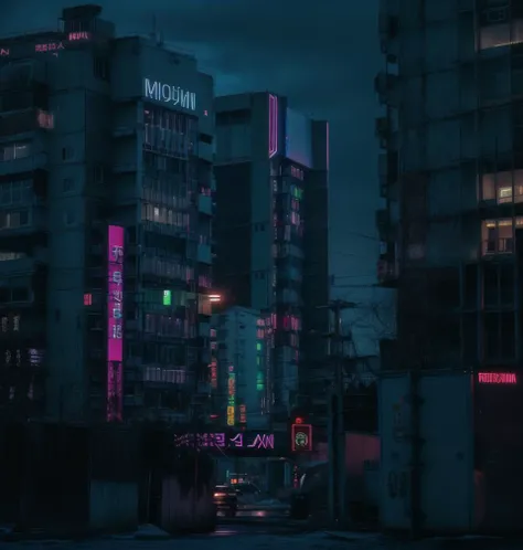neon lights, cyberpunk, russianebenya, dark evening, movie still, 80mm lens <lora:russianebenya_v2:0.8>