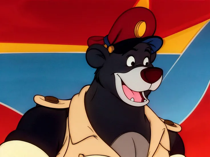 Anime style, 80s, <lora:TSBaloo4:0.8> 1boy, bear, black eyes, day, furry male, hat, male focus, open mouth, parody, red headwear, shirt, smile, solo, sitting at the helm of an aerohydroplane  <lora:add_sharpness:0.7>, japanese vintage, vector, t-shirt design, IMAX, screenshot from the 1983, Sketch, Manga Sketch, Pencil drawing, Black and White, Manga, Manga style, Low detail, Line art, vector art, Monochromatic, by katsuhiro otomo and masamune shirow and studio ghilibi and yukito kishiro