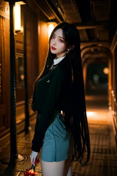 (otherworldly, otherworldly atmosphere, otherworldly appearance), highly insanely detailed, masterpiece, top quality, best quality, highres, 4k, 8k, RAW photo, Caribbean, dark tunnel,
china street, egyptian,
depth of field, focused, foreshortening,
1girl, long_hair, collar, earrings,
jav, half naked,
photorealistic:1.4, (flower filed), Poetic lens, obscure light and shadow, aestheticism, brooding, emotional depth, supernatural, 1girl, solo, Neck, enchanting elegance, atmospheric depth, naturalistic representations, harmonious composition, parted lips, long straight hair,
<lora:makina69_yuna_v1.1:0.7>,
<lora:kschool:1>, kschool, pencil skirt, (fantasy world)