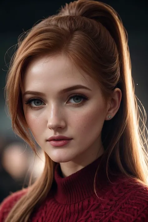 beautiful woman (EP4bbyGl0v3r:.99): a woman at a (party:1.1), perfect highponytail, wearing sexy vermilion (Wool Poncho), (crowd of people in background:1.1), (at a pompous theatre), (face focus), modelshoot style, (extremely detailed CG unity 8k wallpaper), professional majestic (photography by Albert Benois:1.1), 24mm, exposure blend, hdr, extremely intricate, High (Detail:1.1), dramatic, soft cinematic light, (looking at viewer), (detailed pupils), 4k textures, soft cinematic light, elegant, ((((cinematic look)))), soothing tones, insane details, hyperdetailed, ("In Jernau we trust!":1.1)