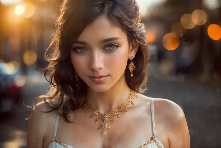<(masterpiece, realistic:1.3), (extremely intricate:1.2)>, (photorealistic:1.4), (extremely delicate), (ultra realistic:1.3), (award-winning photography), hyperrealistic photography, extremely detailed CG unity 8k wallpaper, HDR, RAW photo, dslr,
(a beautiful woman, 1person), golden hour, rim lighting, warm tones, sun flare, soft shadows, vibrant colors, hazy glow, painterly effect, dreamy atmosphere, bokeh, wide shot, model style,
art by paul thomas anderson,
(photographed on a Canon 5D Mark II with Canon MPE65 lens, 1/125th, f/13, ISO 100),