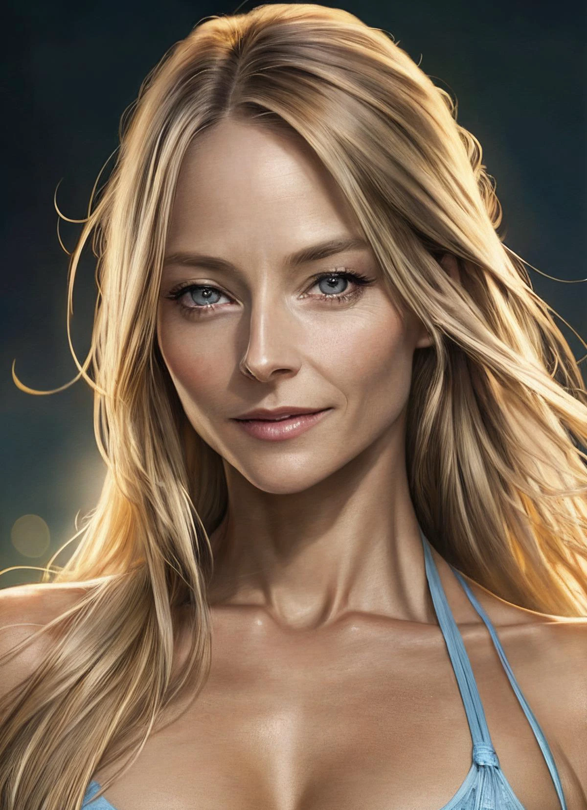 High detail RAW color Photo of gorgeous sks woman, smile, fit, toned, sexy look, high detail hair, (skin pores, skin imperfections), sharp body, highly detailed body, highly detailed face, sharp focus, 8k high definition, insanely detailed, intricate, masterpiece, highest quality, <lora:locon_jodiefoster_v1_from_v1_64_32:1>