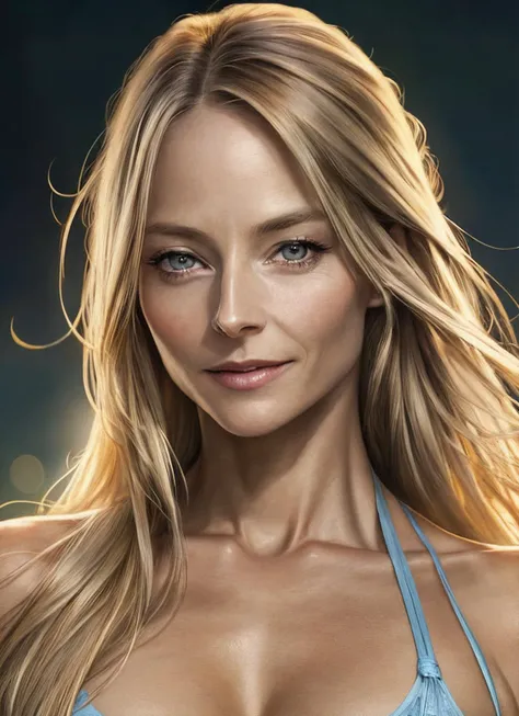 High detail RAW color Photo of gorgeous sks woman,  smile, fit, toned, sexy look,  high detail hair, (skin pores, skin imperfections), sharp body, highly detailed body, highly detailed face, sharp focus, 8k high definition, insanely detailed, intricate, masterpiece, highest quality, <lora:locon_jodiefoster_v1_from_v1_64_32:1>