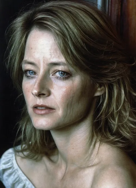 a realistic gritty photo of drunk sks woman , in 1980s, beautiful painting with highly detailed face by greg rutkowski and magali villanueve, <lora:locon_jodiefoster_v1_from_v1_64_32:1.25>