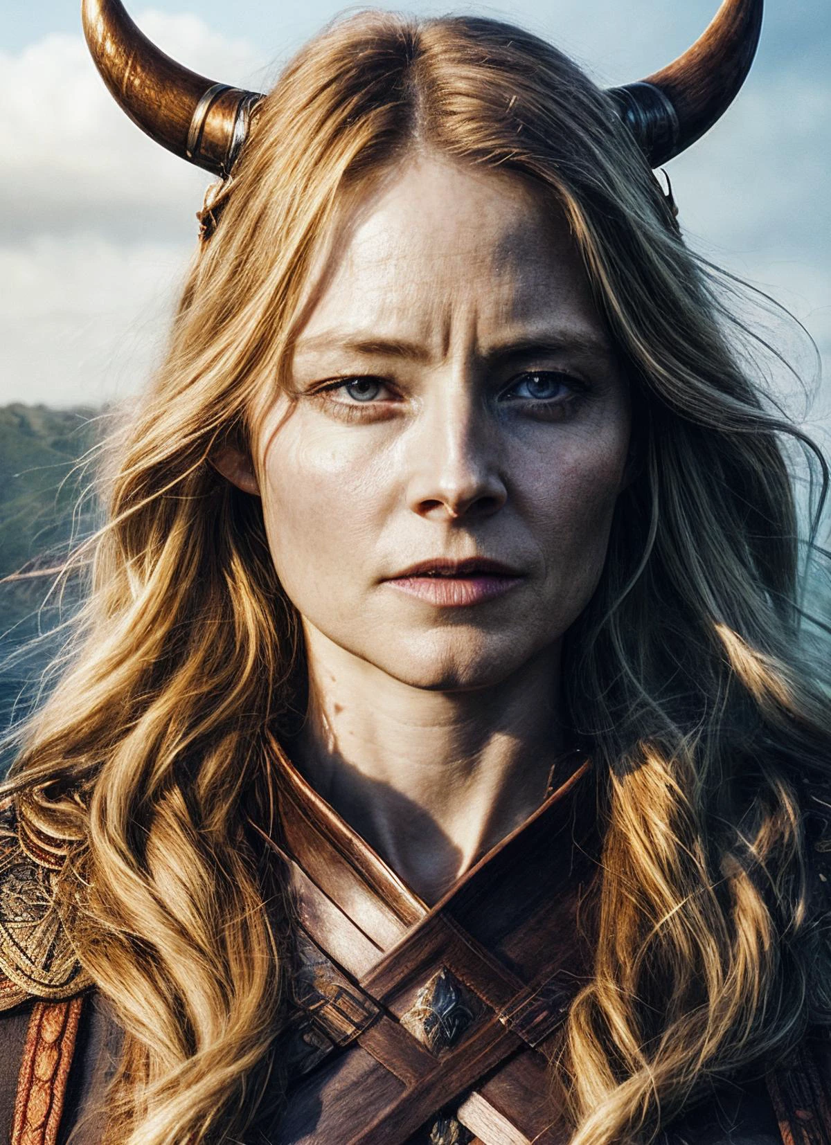 A stunning intricate full color portrait of (sks woman:1) as (viking warrior), (barbarian), epic character composition, by ilya kuvshinov, alessio albi, nina masic, sharp focus, natural lighting, subsurface scattering, f2, 35mm, film grain, <lora:locon_jodiefoster_v1_from_v1_64_32:1.25>