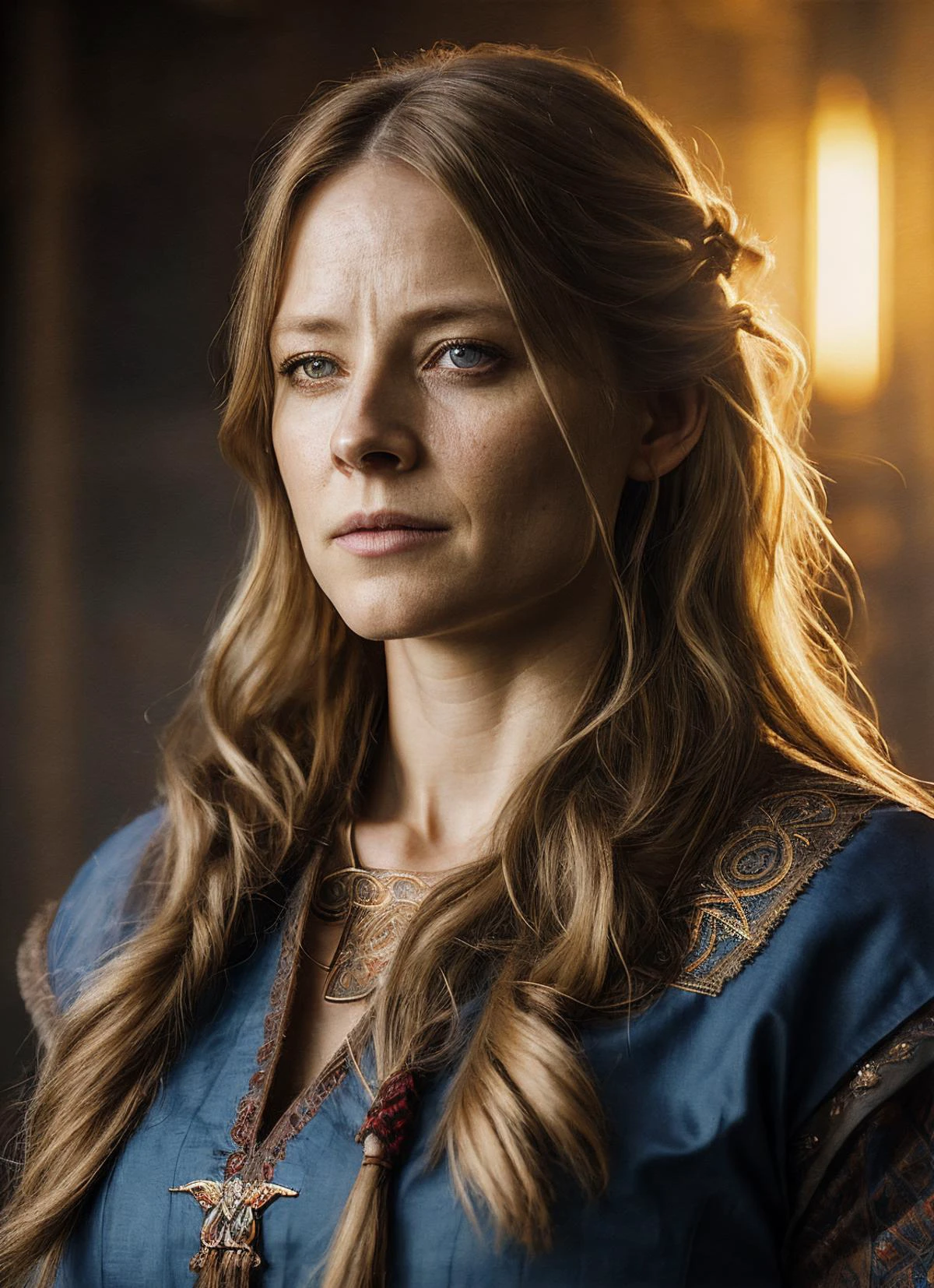 A stunning intricate full color portrait of (sks woman:1) as (viking warrior), (barbarian), epic character composition, by ilya kuvshinov, alessio albi, nina masic, sharp focus, natural lighting, subsurface scattering, f2, 35mm, film grain, <lora:locon_jodiefoster_v1_from_v1_64_32:1>