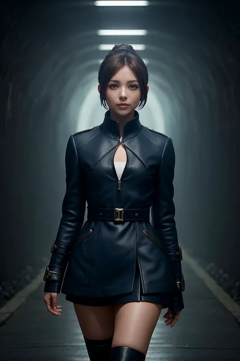 beautiful woman (EP4y4n4K4j1w4r4:.99): a woman at (tunnel:1.1), perfect space buns, wearing sexy blue (coat), (people standing in background:1.1), (face focus), modelshoot style, (extremely detailed CG unity 8k wallpaper), professional majestic (photography by Roberto Ferri:1.1), 24mm, exposure blend, hdr, extremely intricate, High (Detail:1.1), dramatic, soft cinematic light, (looking at viewer), (detailed pupils), 4k textures, soft cinematic light, elegant, ((((cinematic look)))), soothing tones, insane details, hyperdetailed, ("In Jernau we trust!":1.1)