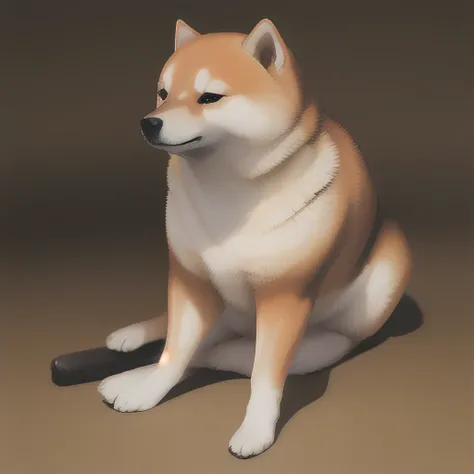 cheems,shiba_uni, black eyes,a dog sitting down,smile, with a bat ,<lora:cheems_Addams_100_v2:0.7>