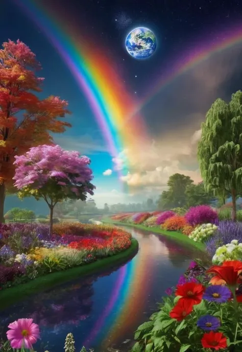 beauty garden, big universe, shiny rainbow, (not of this world)