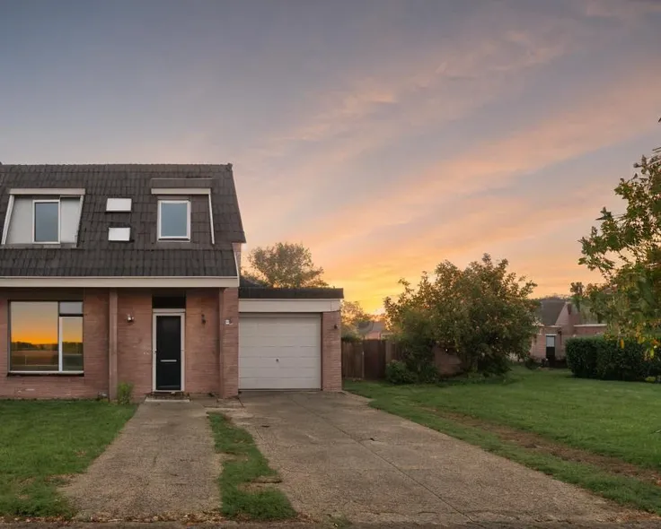 sunset over a house <lora:GriendenStyleMerged_04:0.7>