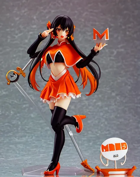 monerochan, figma, 1girl, plastic figurine, long (orange hair:1.2), orange skirt, orange capelet, dark crop top, high heels, sleeves, navel, midriff, thighhighs, orange eyes, letter m, round stud earrings, cosplay
<lora:monerochan:1> <lora:figma:1>,, masterpiece, best quality