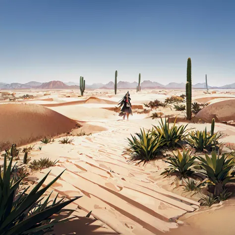 arknights_style, 1girl, solo
desert,sand dunes, cacti, tumbleweeds,
<lora:arknights_style-step00002400:0.85>