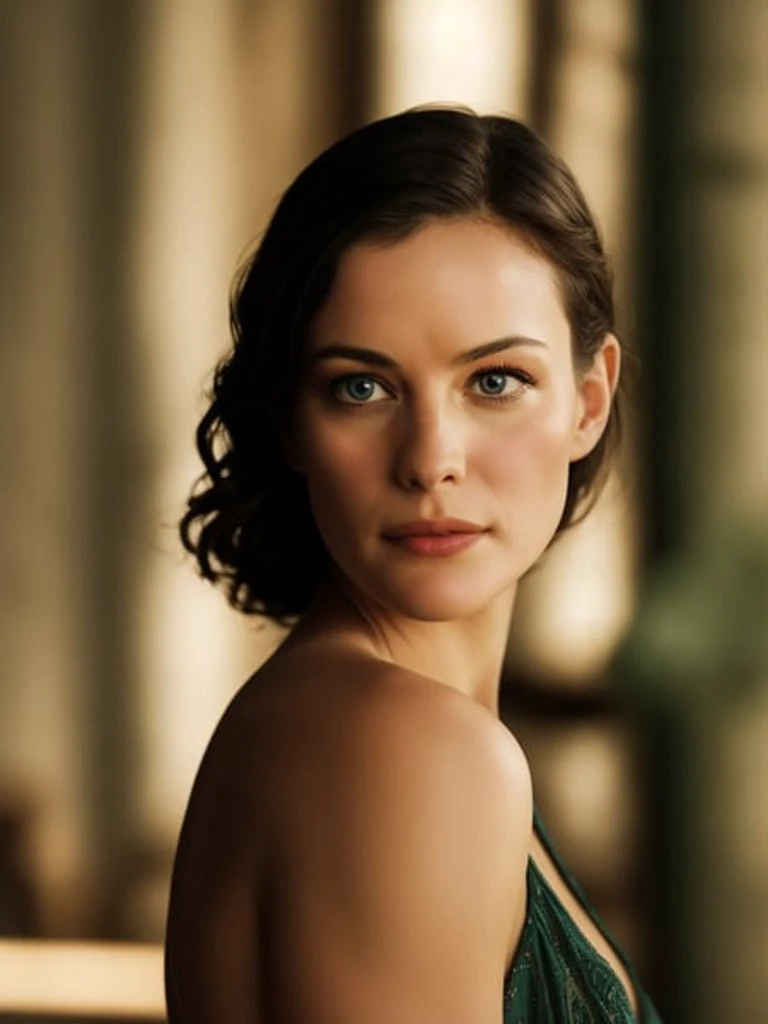 ((realism)), extremely high quality RAW photograph, detailed background, intricate, Exquisite details and textures, highly detailed, Photo of (Liv Tyler), Looking behind the camera, ultra detailed photograph, warm lighting, artstation, 4k, sharp focus, high resolution, detailed skin, detailed eyes, 8k uhd, dslr, low harsh lighting, high quality, film grain, Fujifilm XT3,
