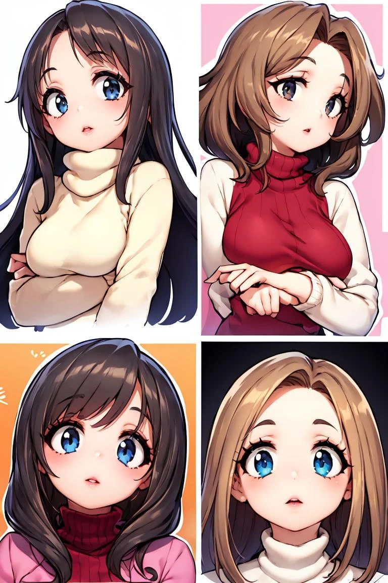 (masterpiece, best quality),1girl, Generate a breathtaking, highly detailed illustration, ( wearing Turtleneck sweater wide-leg pants ), Escort, Short, Skinny, Oval Face, Fair Skin, Light Brown Hair, coral Eyes, Wide Nose, Full Lips, Receding Chin, Long Hair, Thick Hair, Smooth Waves, firm breasts, , black gloss lipstick, Digital Art, suave, Aliens<lora:Ayasach:1>