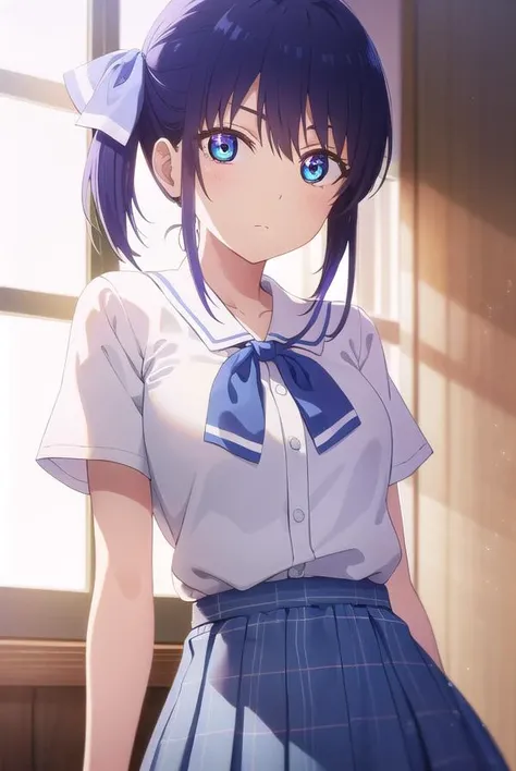 nagisaminase, <lora:nagisa minase s2-lora-nochekaiser:1>,
nagisa minase, bangs, blue eyes, blue hair, hair ribbon, side ponytail,
BREAK skirt, shirt, bow, school uniform, white shirt, short sleeves, pleated skirt, bowtie, blue skirt,
BREAK indoors, classroom,
BREAK looking at viewer, (cowboy shot:1.5),
BREAK <lyco:GoodHands-beta2:1>, (masterpiece:1.2), best quality, high resolution, unity 8k wallpaper, (illustration:0.8), (beautiful detailed eyes:1.6), extremely detailed face, perfect lighting, extremely detailed CG, (perfect hands, perfect anatomy),