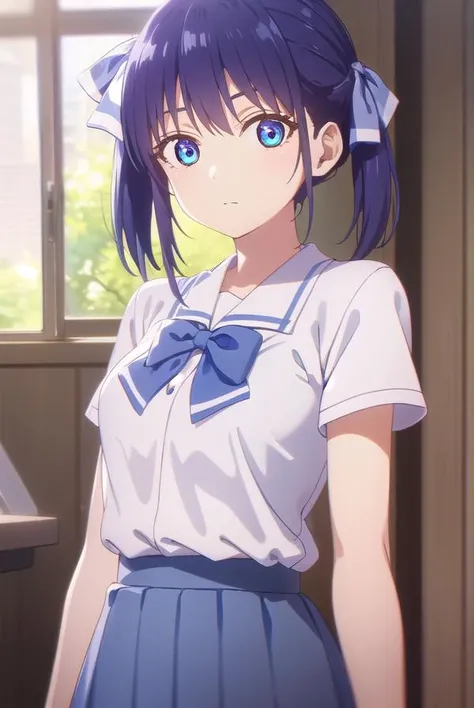 nagisaminase, <lora:nagisa minase s2-lora-nochekaiser:1>,
nagisa minase, bangs, blue eyes, blue hair, hair ribbon, side ponytail,
BREAK skirt, shirt, bow, school uniform, white shirt, short sleeves, pleated skirt, bowtie, blue skirt,
BREAK indoors, classroom,
BREAK looking at viewer, (cowboy shot:1.5),
BREAK <lyco:GoodHands-beta2:1>, (masterpiece:1.2), best quality, high resolution, unity 8k wallpaper, (illustration:0.8), (beautiful detailed eyes:1.6), extremely detailed face, perfect lighting, extremely detailed CG, (perfect hands, perfect anatomy),