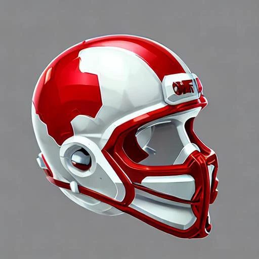3d icon of nfl icon kansas city red and white helmet <face mask>, star wars futuristic design, lot of details
