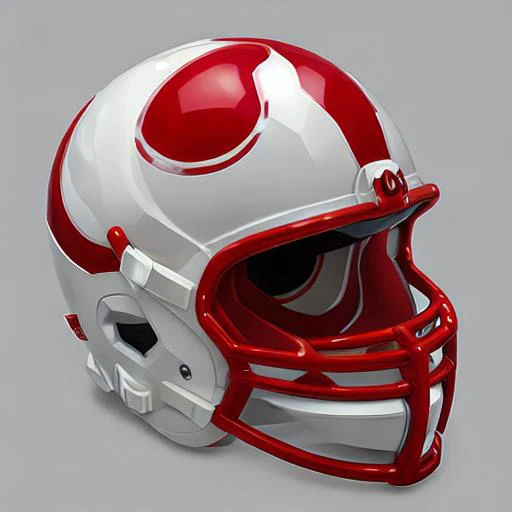 3d icon of nfl icon kansas city red and white helmet <face mask>, futuristic design
