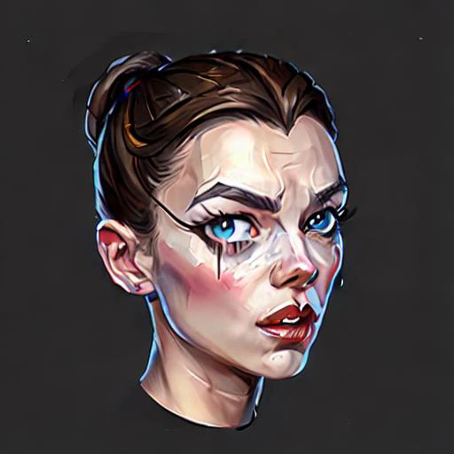 a girl, item, fantasy art , centered ,symetric,detailed bad angry looking eyes ,